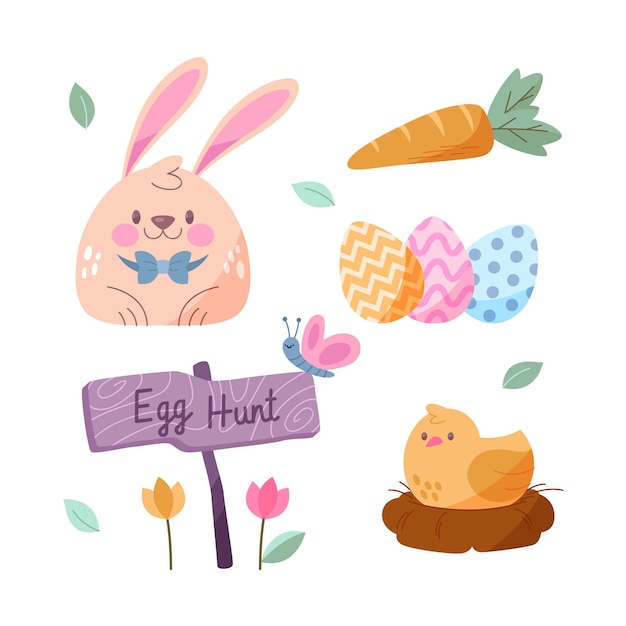 Free vector easter element collection