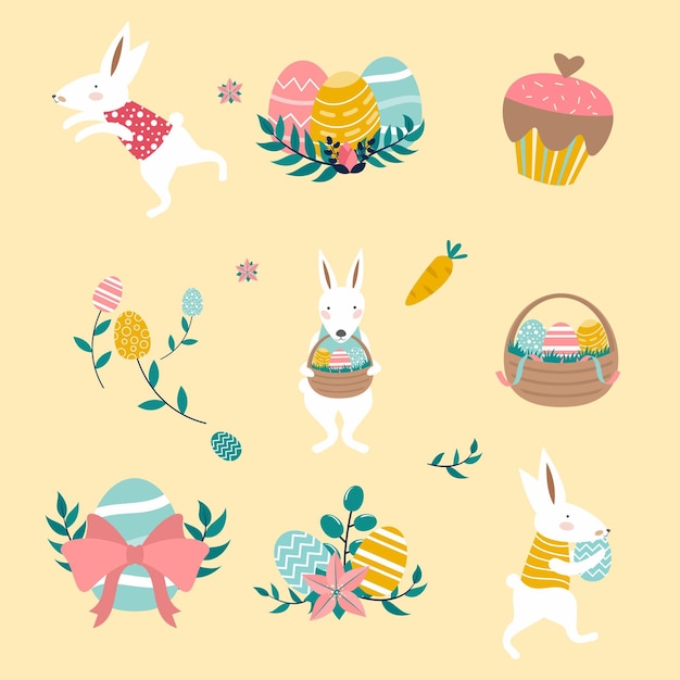 Free vector easter element collection