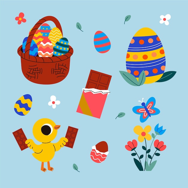 Free vector easter element set