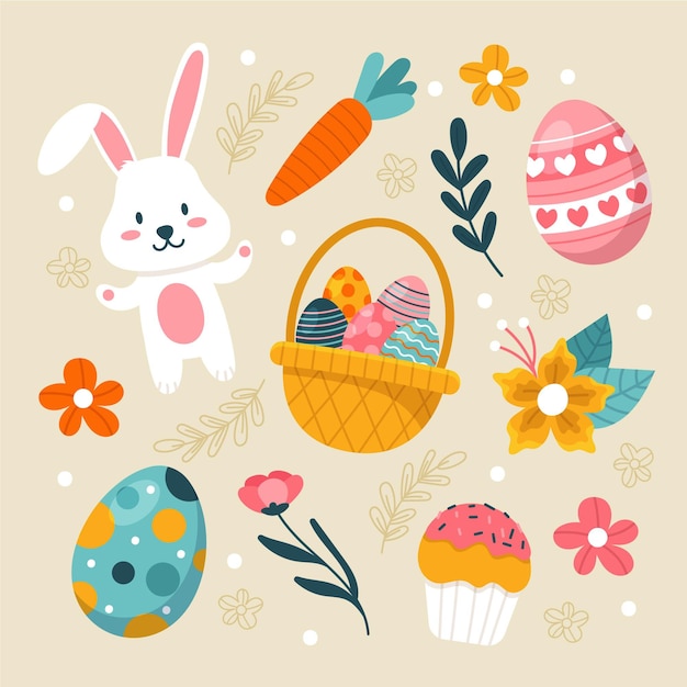 Free vector easter elements set