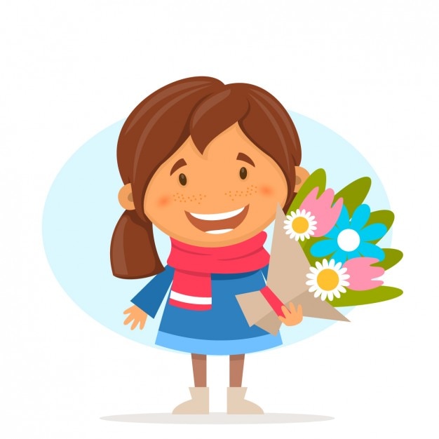 Free vector easter girl with flowers