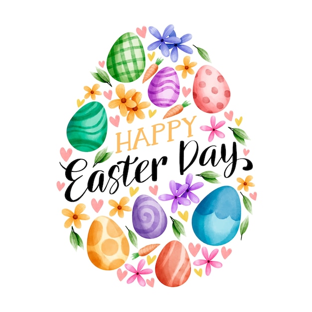 Easter Eggs in Big Easter Egg watercolor Design Free Vector