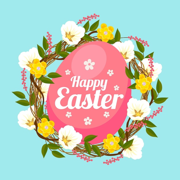 Free vector easter illustration with egg and flowers