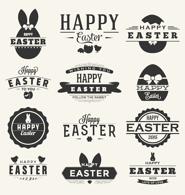 Free vector easter labels collection