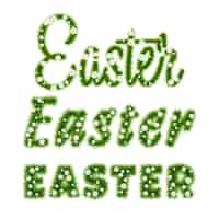 Free vector easter lettering template with grass and flowers. vector illustration eps10