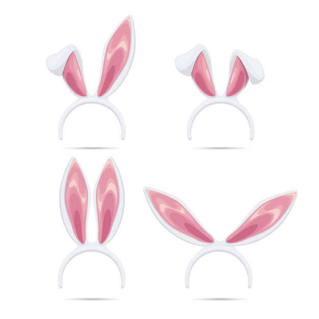 부활절 마스크를 설정합니다. 부활절을위한 벡터 토끼 귀 마스크 컬렉션입니다. 토끼 귀
