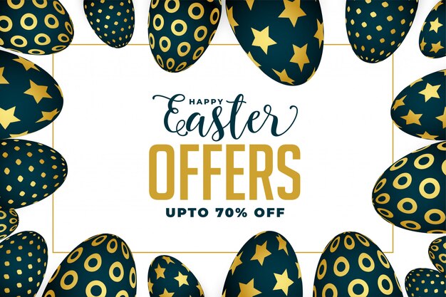 Easter offer and sale banner with golden eggs