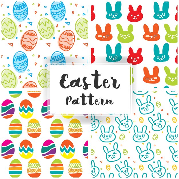 Easter pattern with cute rabbit and easter eggs