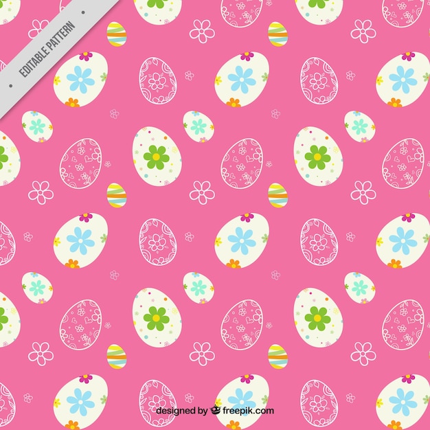 Free Vector easter pattern with decorative eggs and pink background