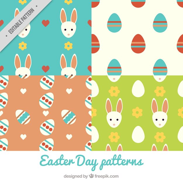 평면 디자인에 토끼와 계란 부활절 패턴