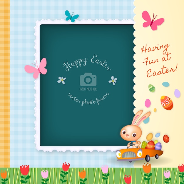 Vettore gratuito la progettazione di pasqua photo frame