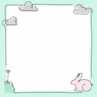 Free vector easter rabbit frame, green background vector