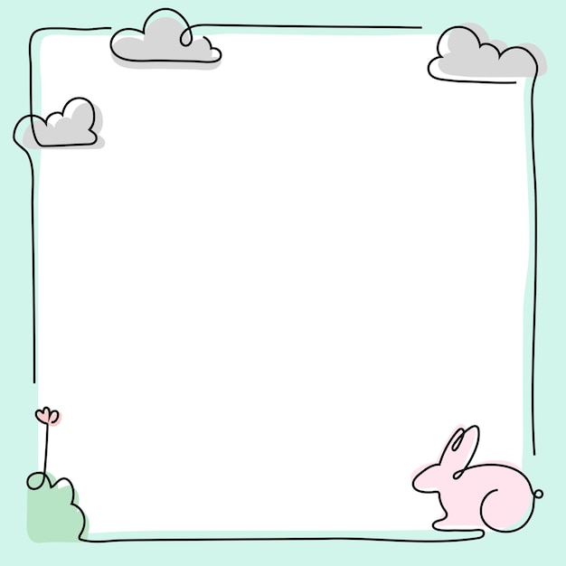 Easter rabbit frame, green background vector