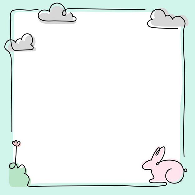 Easter rabbit frame, green background vector