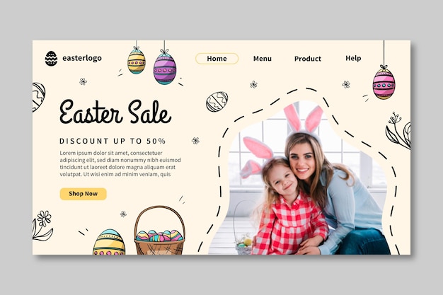 Free vector easter sale landing page template