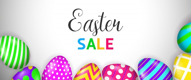 Easter Sale lettering and bright painted eggs