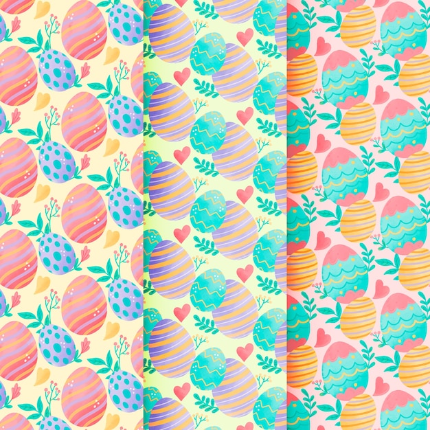 Easter seamless pattern watercolour with colourful eggs