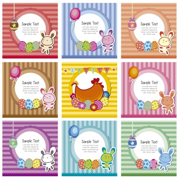 Free vector easter striped cards collection