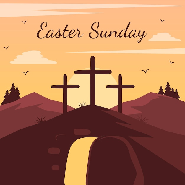 Бесплатное векторное изображение Пасхальное воскресенье иллюстрация