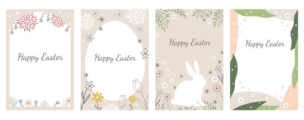Easter Vector Greeting Card Set Isolate On a White Background.