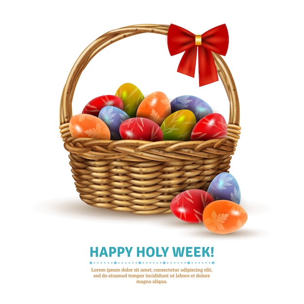 Free vector easter wicker basket realistic image