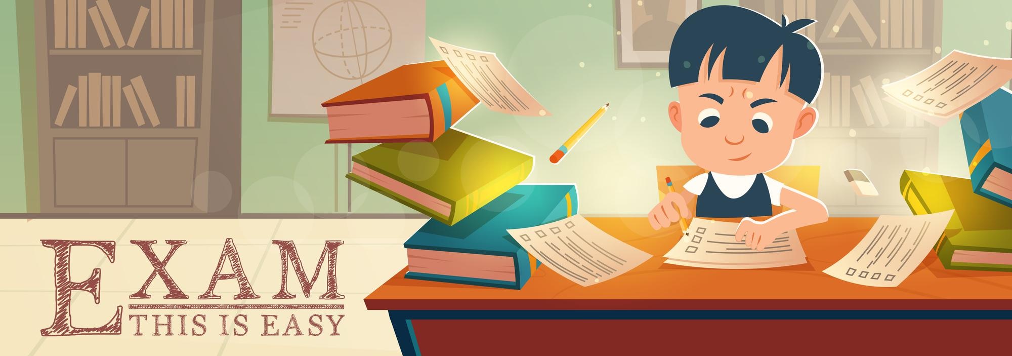 Free Vector | Easy exam poster. concept of school education and ...