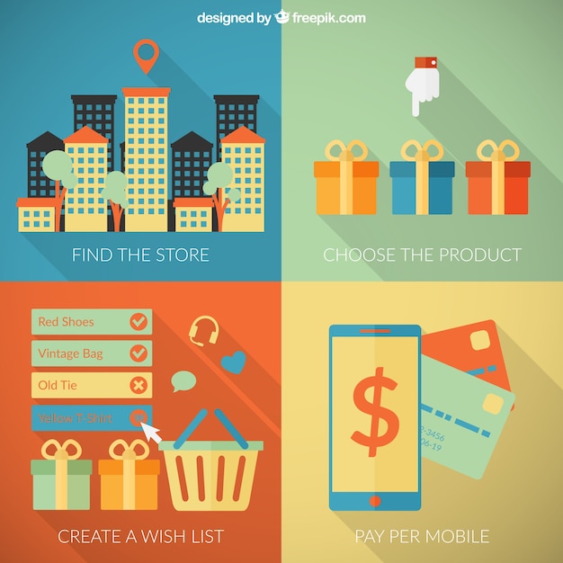 Free vector easy steps to shop online