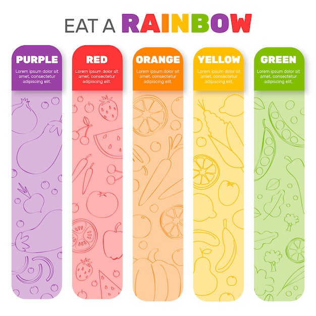 Vettore gratuito mangia un design infografico arcobaleno