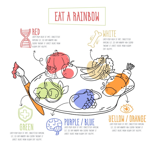 Mangia uno stile infografico arcobaleno