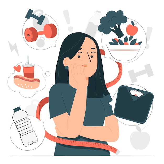 Free vector eating disorder concept illustration