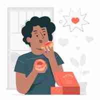 Free vector eating donuts concept illustration