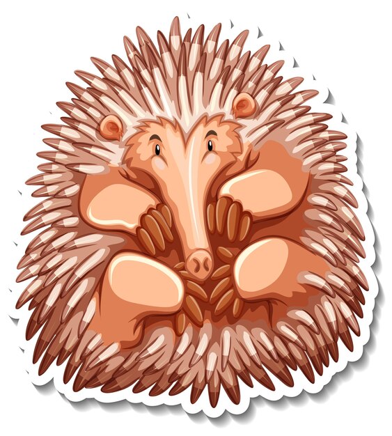 Echidna cartoon character on white background