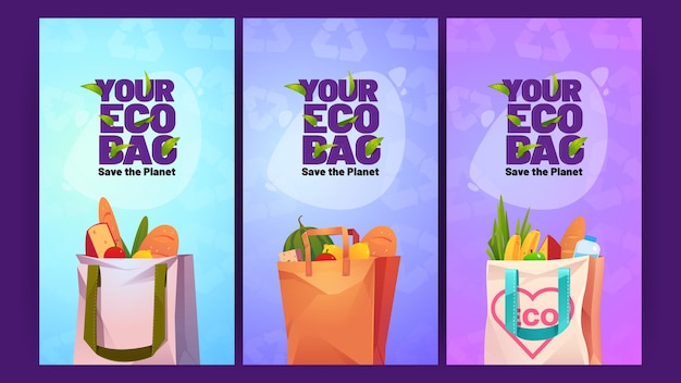 Free vector eco bag save planet concept with cotton totes