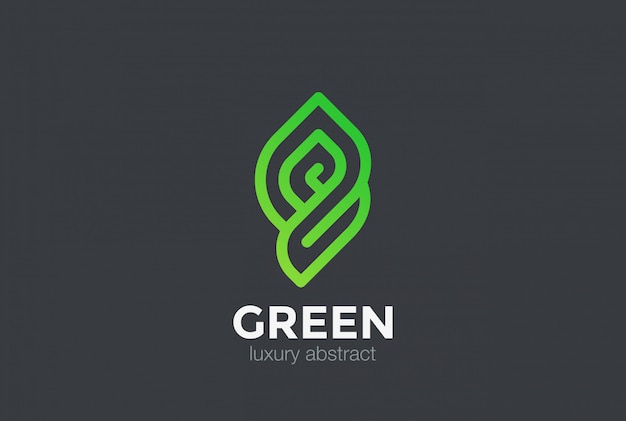 Эко Био Зеленый абстрактный логотип значок. Линейный стиль
