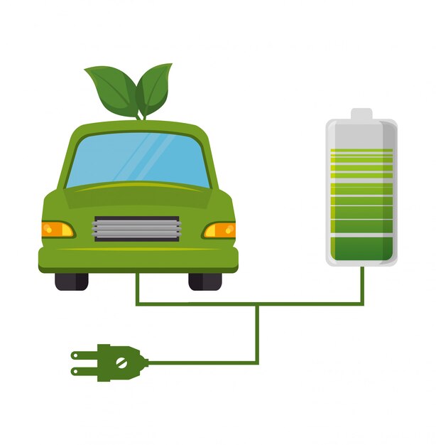 eco car leafs isolated design in flat style