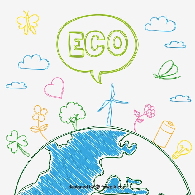 Free Vector eco concept in sketchy style
