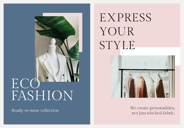 Free vector eco fashion business template vector set