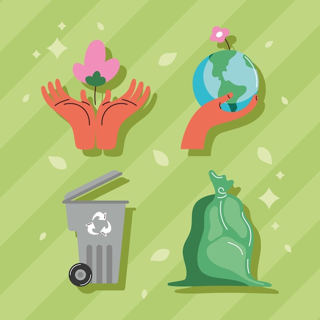 Free vector eco friendly four icons