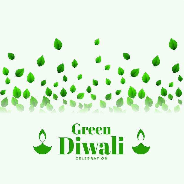 Free vector eco friendly green diwali decorative background with leaves vector illustration