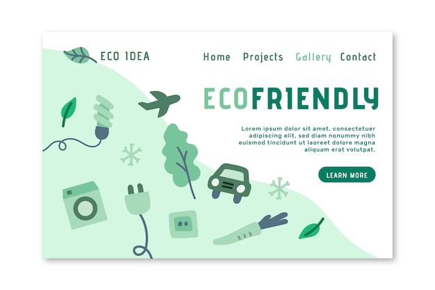 Free vector eco friendly landing page