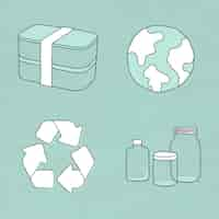 Free vector eco-friendly product doodle illustration set