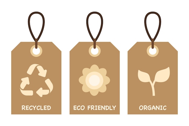 Free vector eco friendly recycled organic product tag labels