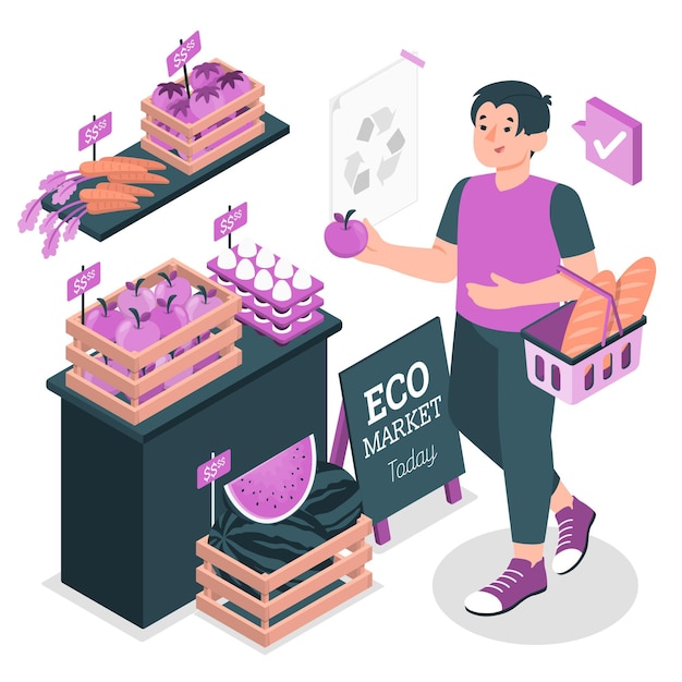 Free vector eco shopping concept illustration