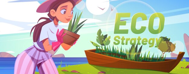 Eco strategy cartoon banner