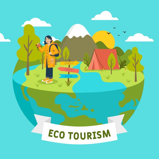 Concetto di turismo eco con il globo