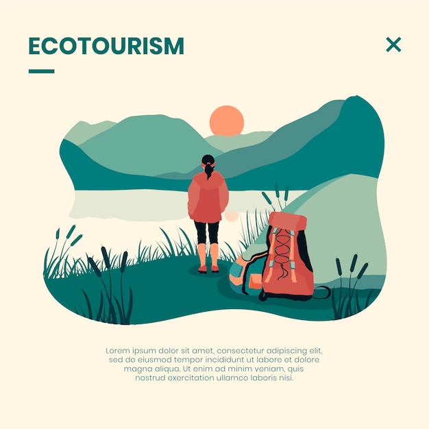 Концепция эко-туризма с женщиной
