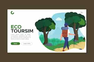 Free vector eco tourism landing page template