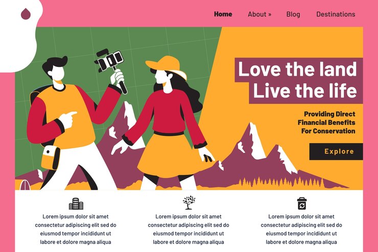 Free Vector eco tourism landing page template