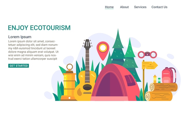 Free vector eco tourism landing page template