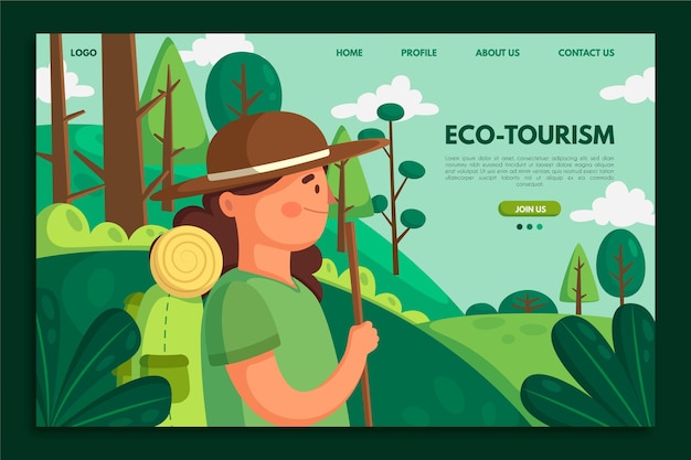 Modello di pagina di destinazione turismo eco